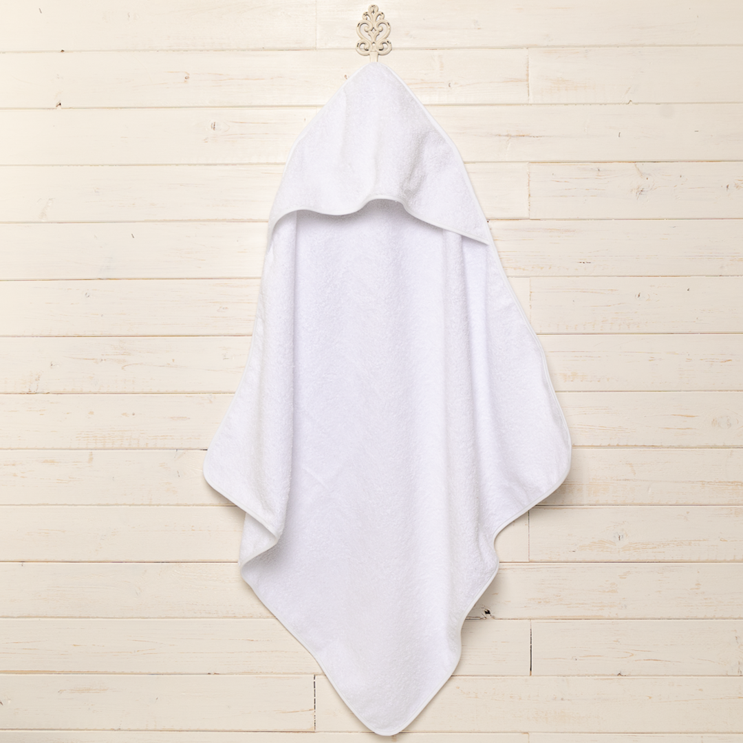 Accappatoio neonato spugna di cotone e bordino bianco