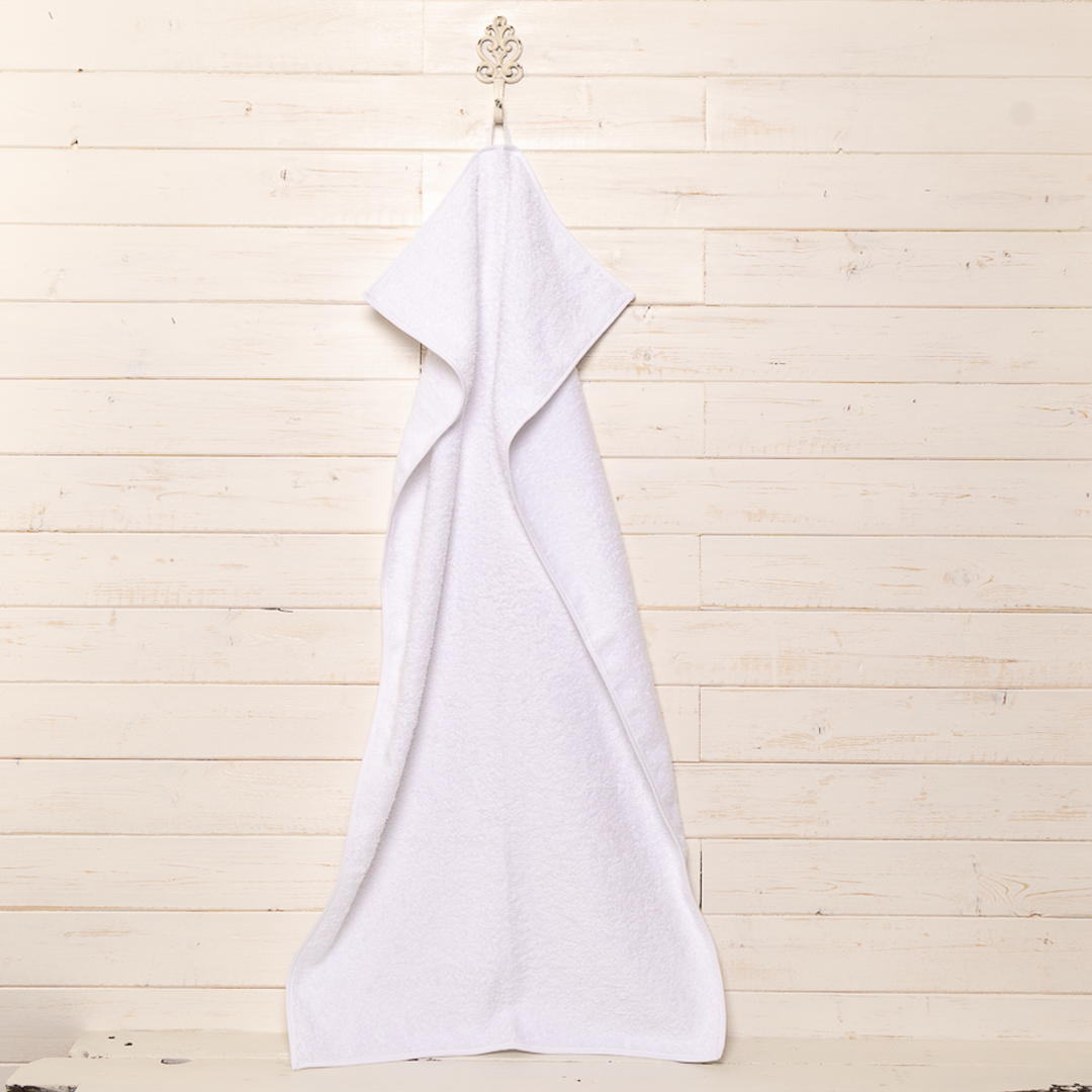 Asciugamano in spugna puro cotone bianco bordino bianco 50x100 cm