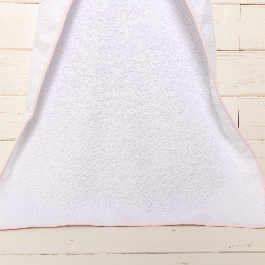 Asciugamano spugna cotone bordino bianco pois rosa 100X50 cm