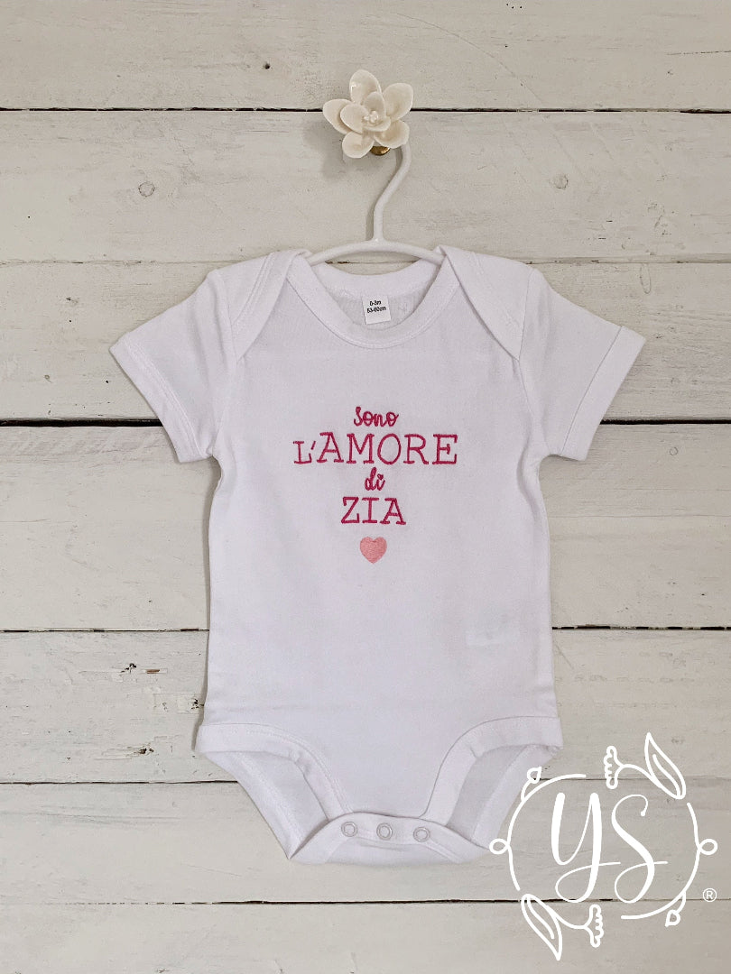 Body neonato maniche corte dedica zia idea regalo ricamata cucyscuci
