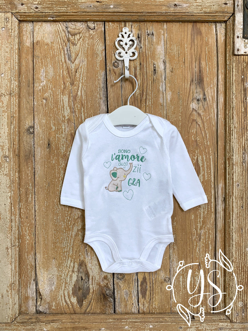 Body maniche lunghe ricamato festa degli zii idee regalo cucyscuci