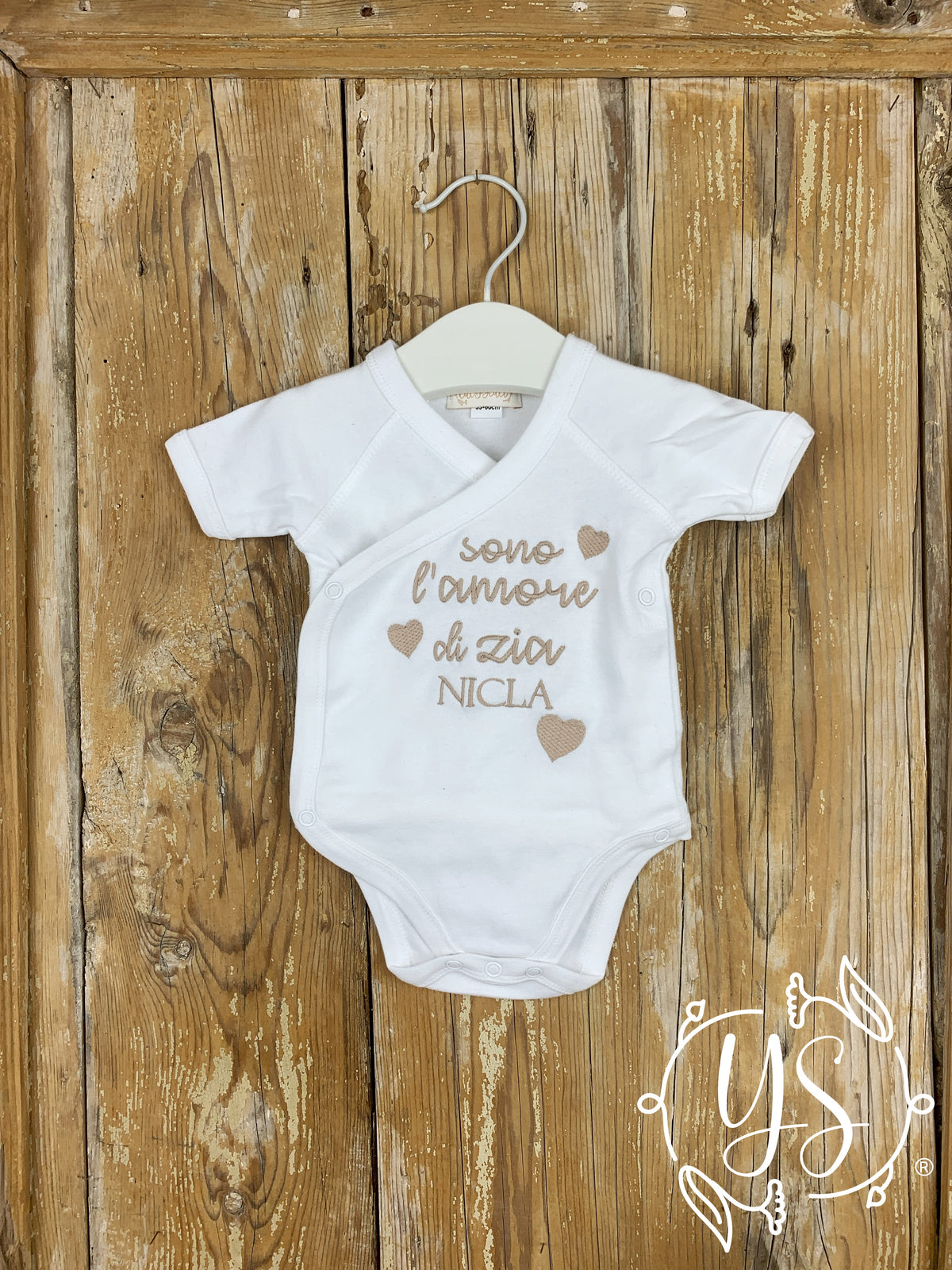 Body - Manica corta aperto -  Sono l&#39;amore di zia con Nome e cuori sparsi