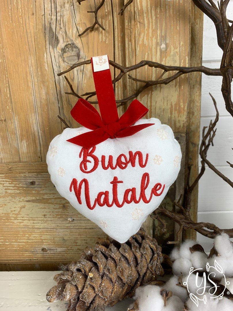 Cuore imbottito da appendere - Buon Natale