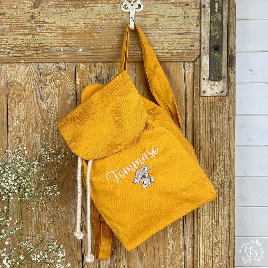 Zaino in cotone giallo - Koala e nome