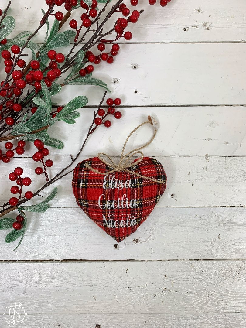 Cuore imbottito tartan - Tre nomi + Natale 2024 (Josephsophia)