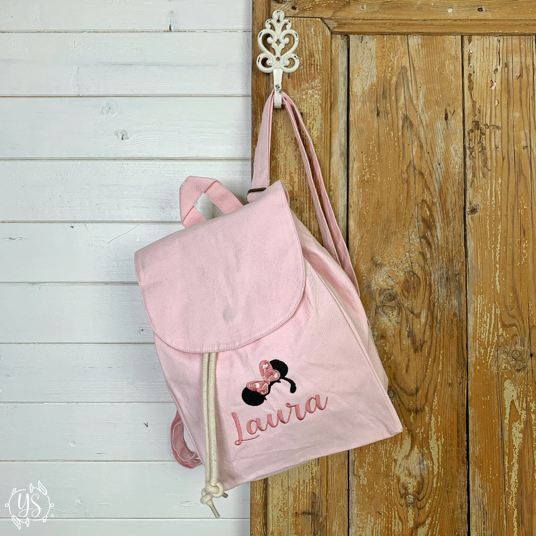 Zaino in cotone rosa - Minnie e nome