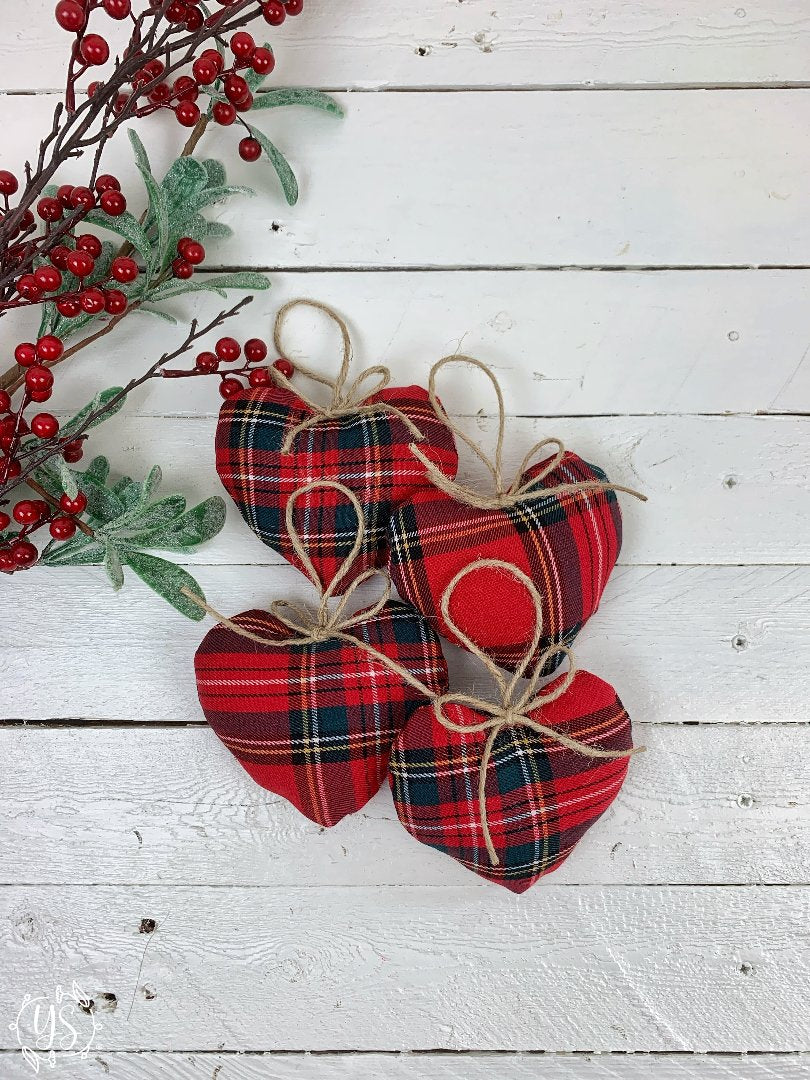 Cuore imbottito in tartan - Senza ricamo