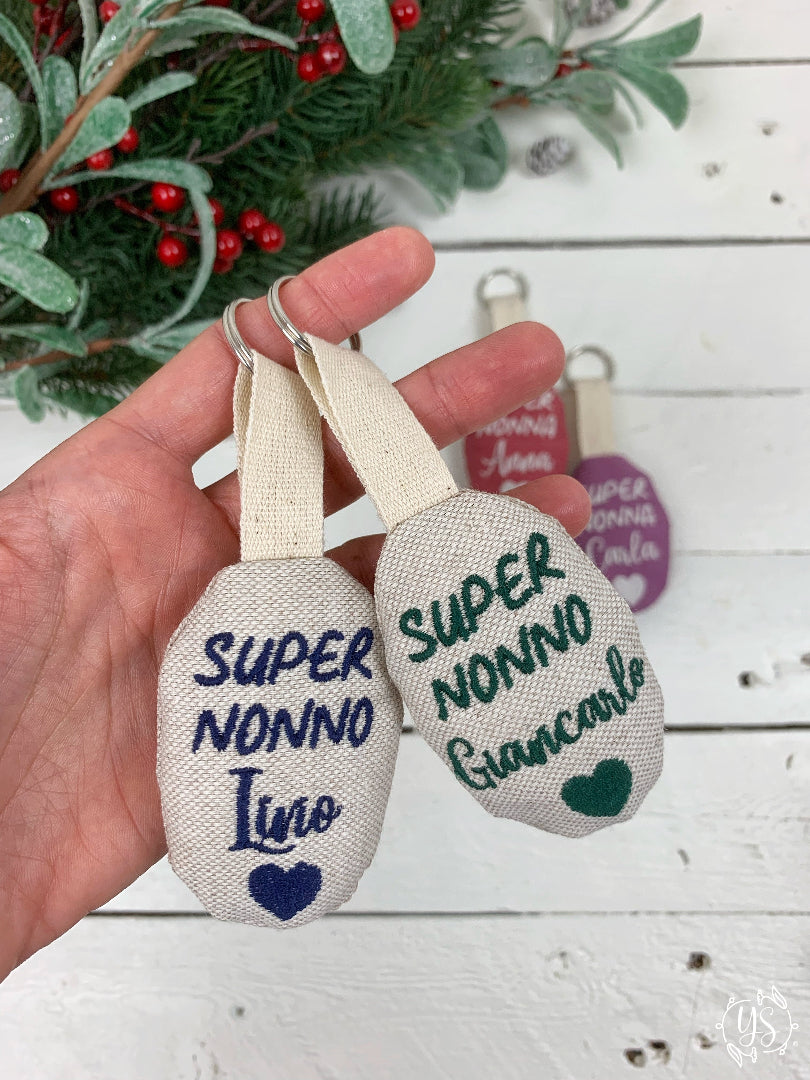 Portachiavi - Super nonno + cuore + nome