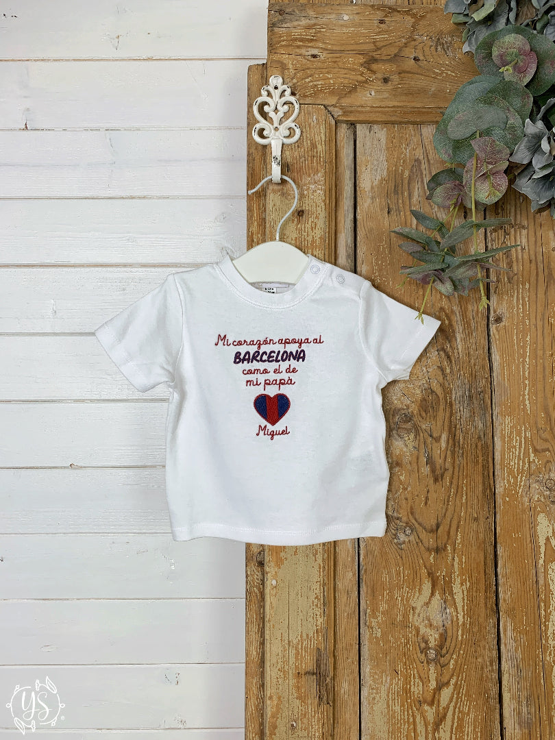 T-shirt Neonato - Mi corazon apoya al BARCELONA