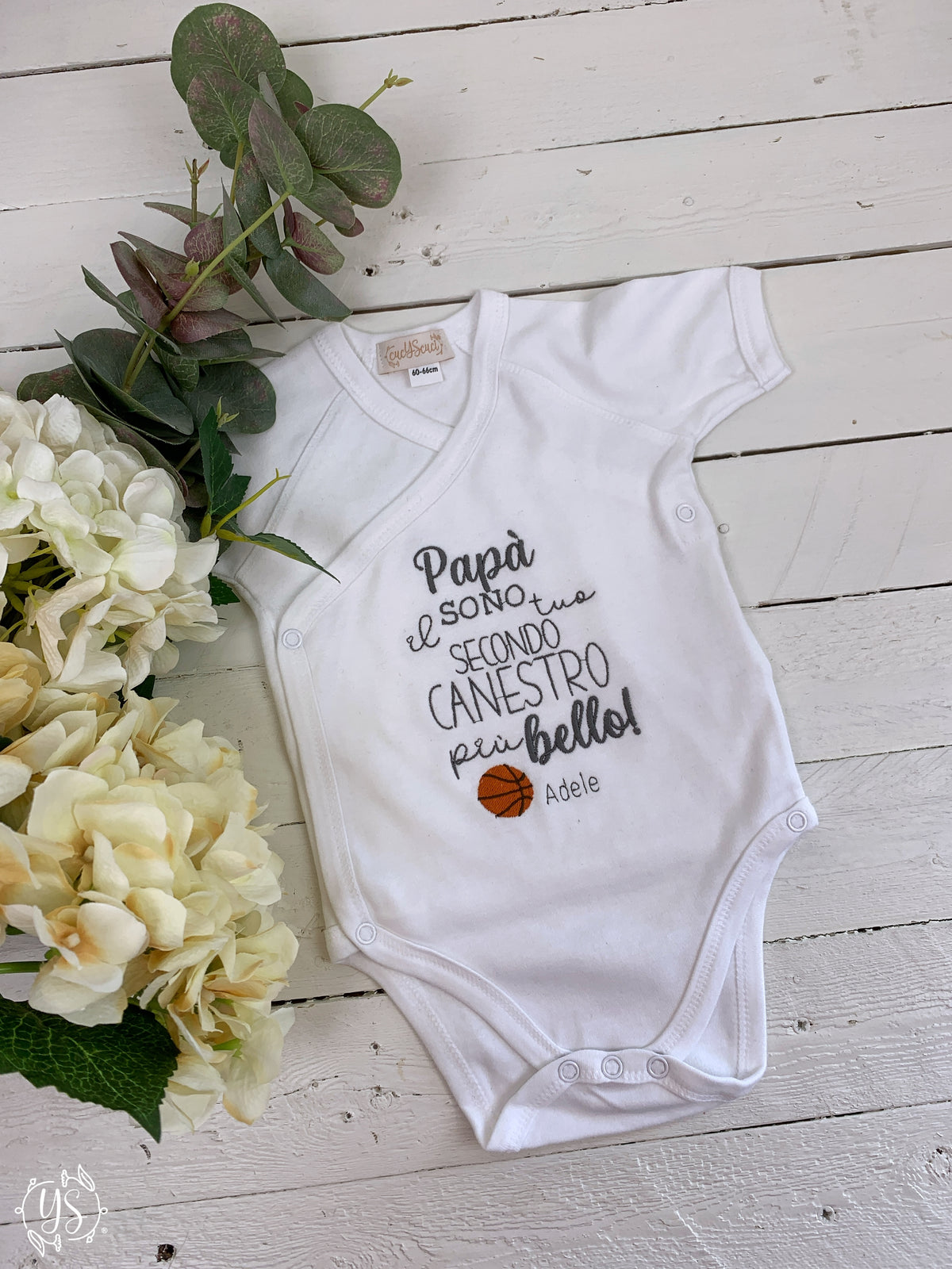 Body - Manica corta aperto - Papà sono il tuo secondo canestro più bello! + disegno palla da basket
