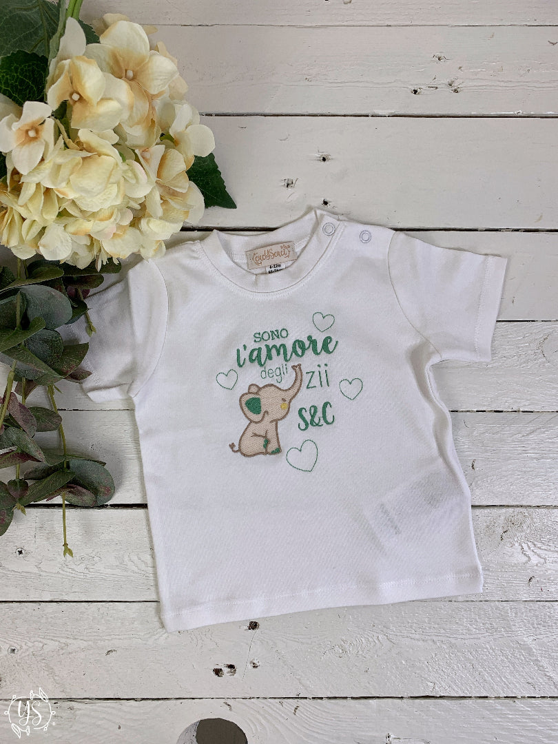 T-shirt Neonato - Sono l&#39;amore degli zii + elefantino