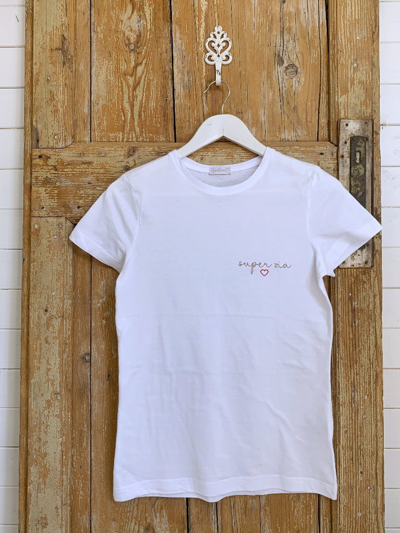 Tshirt donna super zia idea regalo ricamo cucyscuci