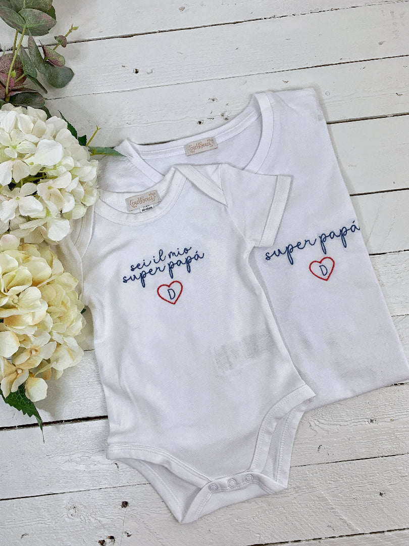 Set papà e figlio - Super papà con iniziale