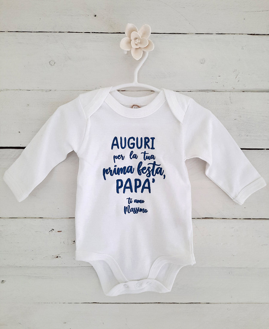 Body Neonato Cotone Manica Lunga 'Buon Compleanno Papà' - Regalo Originale Nascita